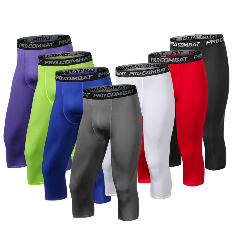 Best Crossfit Gear - Men Tight 3/4 Cropped Pants Compression